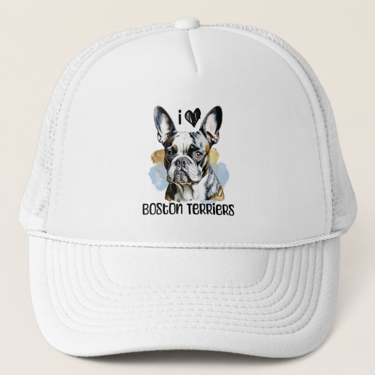 Ik hou van Boston Terriers Trucker Pet (Voorkant)