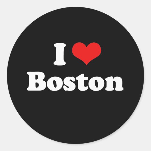 Ik hou van Boston Tshirt White Tshirt Ronde Sticker (Voorkant)
