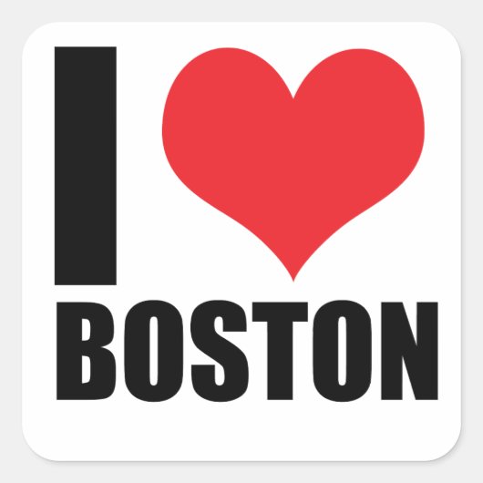 Ik hou van Boston Vierkante Sticker (Voorkant)