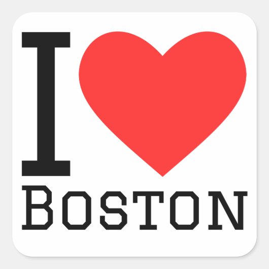 Ik hou van Boston Vierkante Sticker (Voorkant)