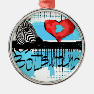 Ik hou van Botswana Metalen Ornament