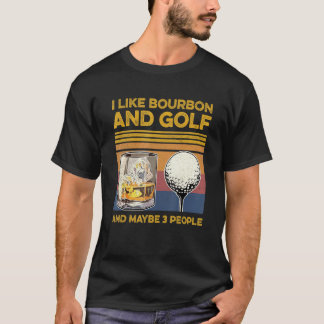 Ik hou van Bourbon en misschien 3 mensen Golfwijn T-shirt
