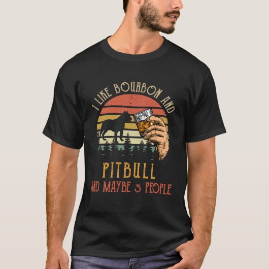 Ik hou van Bourbon en Pit Bull Dog misschien 3 men T-shirt (Voorkant)