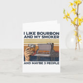 Ik hou van bourbon mijn roker 3 mensen grappig BBQ Kaart (Gele Bloem)
