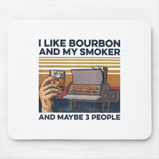 Ik hou van bourbon mijn roker 3 mensen grappig BBQ Muismat (Voorkant)