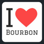 Ik hou van bourbon vierkante sticker<br><div class="desc">Ik hou van bourbon,  voor whisky liefhebbers</div>