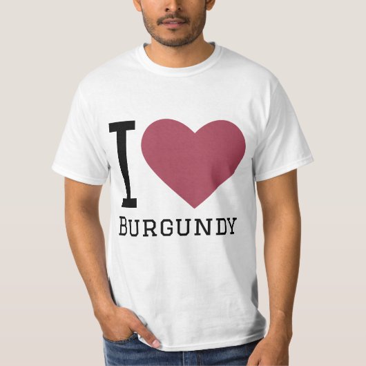 Ik hou van bourgogne t-shirt (Voorkant)