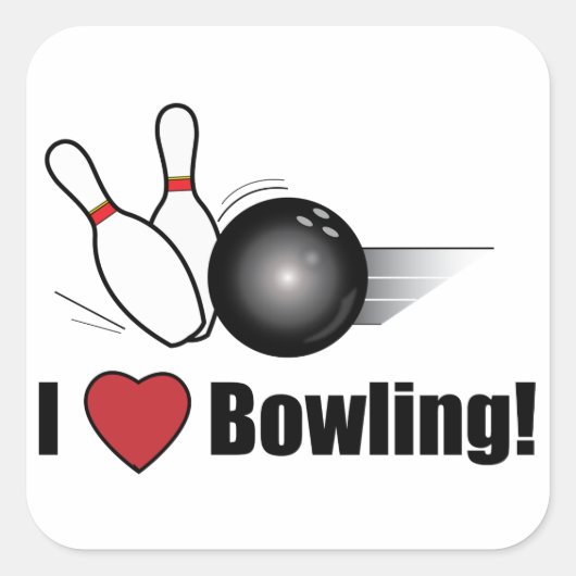 Ik hou van Bowling! Vierkante Sticker (Voorkant)