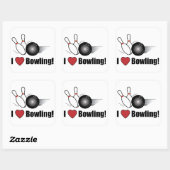 Ik hou van Bowling! Vierkante Sticker (Vel)