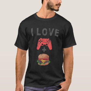Ik hou van brander en gamerretro Cheeseburger Game T-shirt