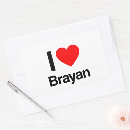 ik hou van brayan rechthoekige sticker (Envelop)