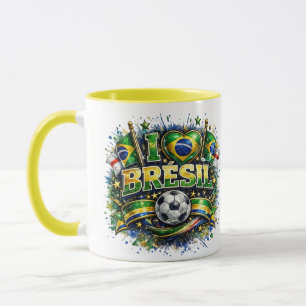 Ik hou van Brazilië 2026 Voetbalfan Mok