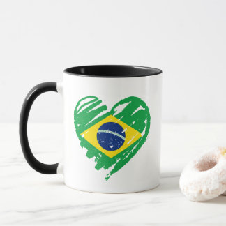 Ik hou van Brazilië - Braziliaanse vlag hart Mok