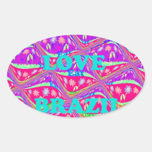 Ik hou van Brazilië: Mooie Samba traditionele kleu Ovale Sticker (Voorkant)