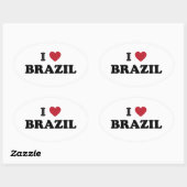 Ik hou van Brazilië Ovale Sticker (Vel)