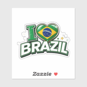 Ik hou van Brazilië Patriottische Voetbalfan    Br Sticker