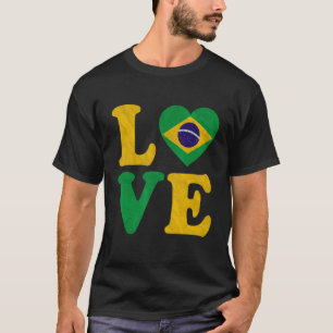 Ik hou van Brazilië Vlag Hart Braziliaanse Roots T-shirt