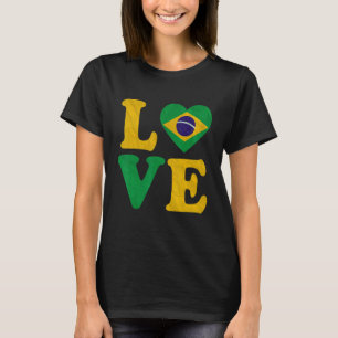 Ik hou van Brazilië Vlag Hart Braziliaanse Roots T-shirt