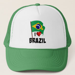 Ik hou van Brazilië, vlag van Brazilië Trucker Pet