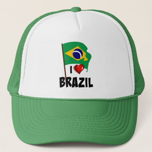 Ik hou van Brazilië, vlag van Brazilië. Trucker Pet (Voorkant)