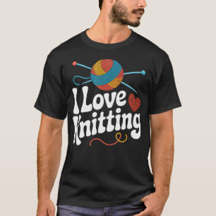 Ik hou van breien garen hart bal naalden t-shirt