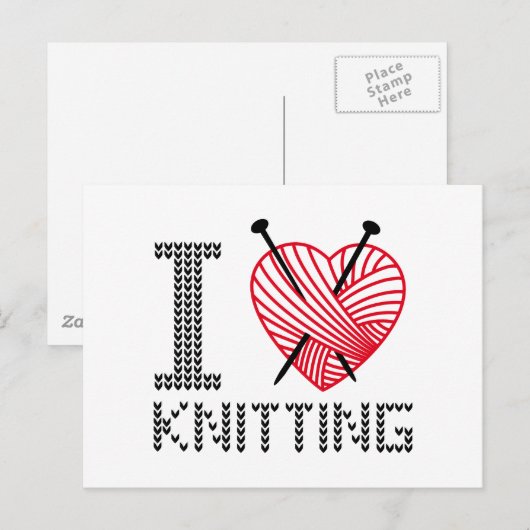 Ik hou van breien, woordkunst, tekstontwerp briefkaart (Voorkant / Achterkant)