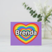 Ik hou van Brenda. Ik hou van je Brenda. Hart Briefkaart (Staand voorkant)
