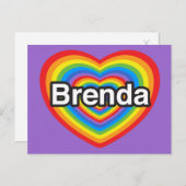 Ik hou van Brenda. Ik hou van je Brenda. Hart Briefkaart (Voorkant / Achterkant)