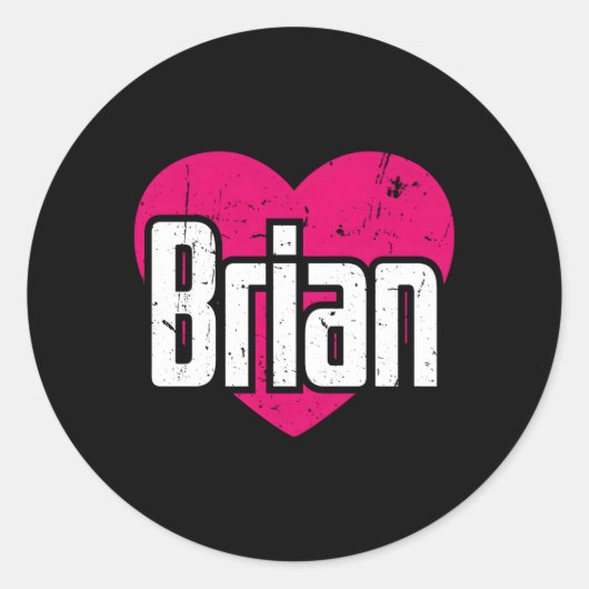 Ik hou van Brian Voornaam Ik ben Brian Ronde Sticker (Voorkant)
