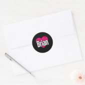 Ik hou van Brian Voornaam Ik ben Brian Ronde Sticker (Envelop)