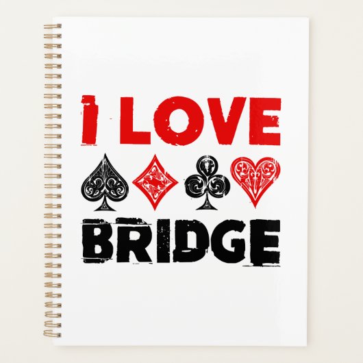 Ik hou van Bridge Kaart Game Player liefhebbers Planner (Voorkant)