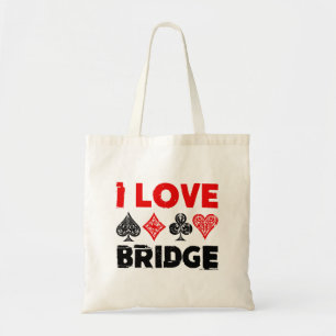 Ik hou van Bridge Kaart Game Player liefhebbers Tote Bag