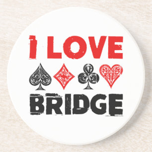Ik hou van Bridge Kaart Game Player liefhebbers Zandsteen Onderzetter