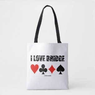 Ik hou van Bridge Vier Kaarten Bridge Game Attitud Tote Bag