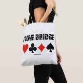 Ik hou van Bridge Vier Kaarten Bridge Game Attitud Tote Bag (Dichtbij)