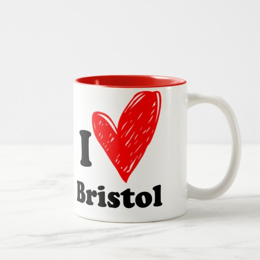 Ik hou van Bristol Tweekleurige Koffiemok (Rechts)