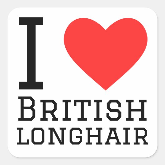 Ik hou van Brits langhaar Vierkante Sticker (Voorkant)