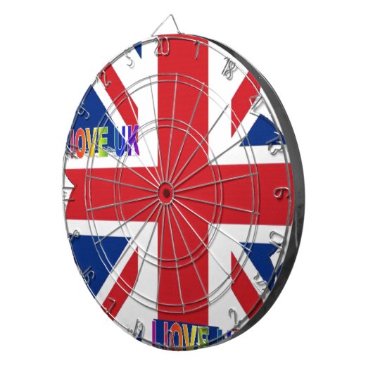 Ik hou van Britse kunst print Dartbord (Voorkant Rechts)