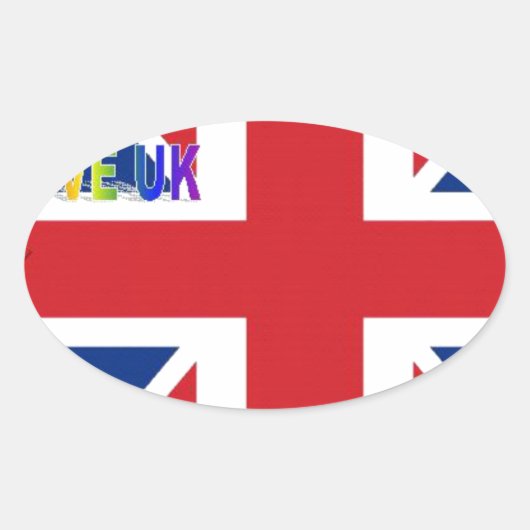 Ik hou van Britse kunst print Ovale Sticker (Voorkant)