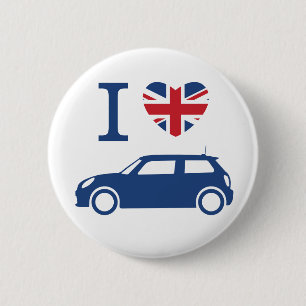 Ik hou van Britse mini Coopers - Blue - F56-Button Ronde Button 5,7 Cm