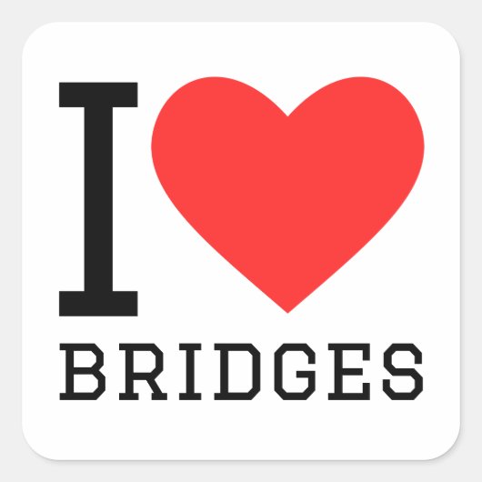 Ik hou van bruggen vierkante sticker (Voorkant)