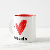 Ik hou van Brussel Tweekleurige Koffiemok (Voorkant links)