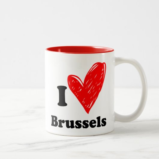 Ik hou van Brussel Tweekleurige Koffiemok (Rechts)