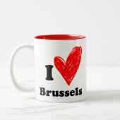 Ik hou van Brussel Tweekleurige Koffiemok (Links)