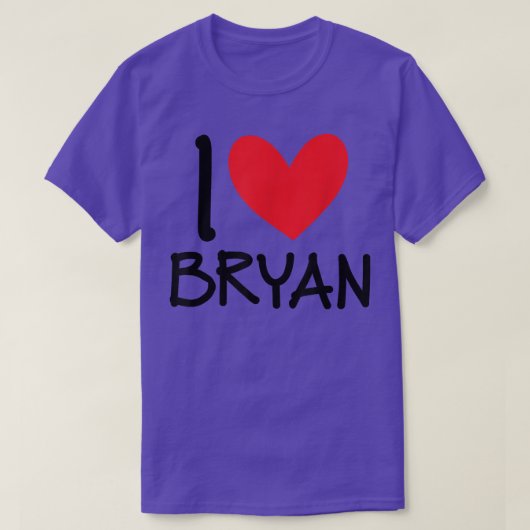 Ik hou van Bryan Name Persoonlijke Mannen Guy BFF  T-shirt (Design voorkant)