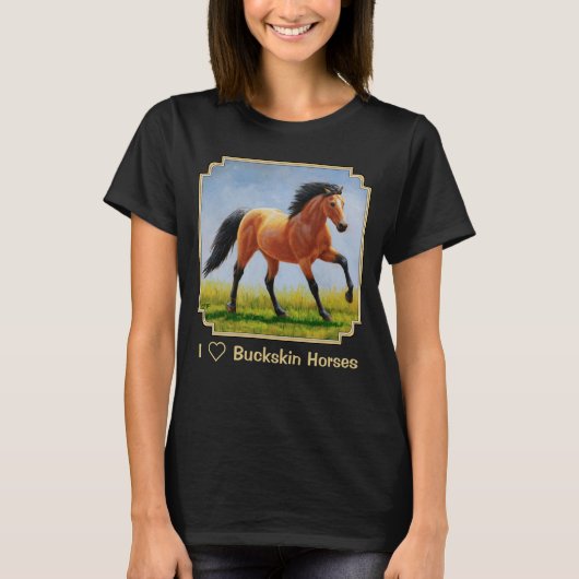Ik hou van Buckskin paarden T-shirt (Voorkant)