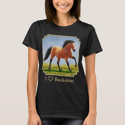 Ik hou van Buckskin paarden T-shirt (Voorkant)