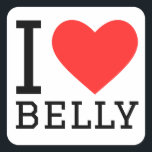 Ik hou van buik vierkante sticker<br><div class="desc">Ik hou van buik,  voor liefhebbers van lichaamsdelen</div>