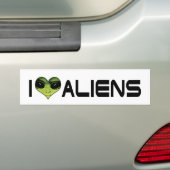 Ik hou van buitenaardse bumpersticker (Op auto)