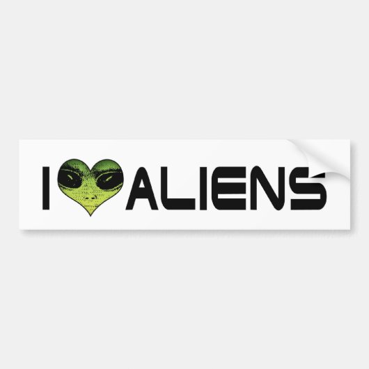 Ik hou van buitenaardse bumpersticker (Voorkant)